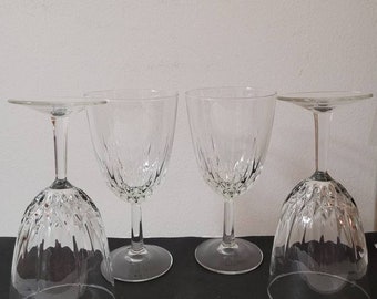 Vintage clear glass crystal water goblets stimware, Holiday stimware Set Of4 Water goblets