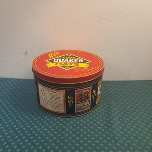 Vintage Quaker Oats Limited Edition Collector Tin 1983 with Oatmeal Cookie Recipe