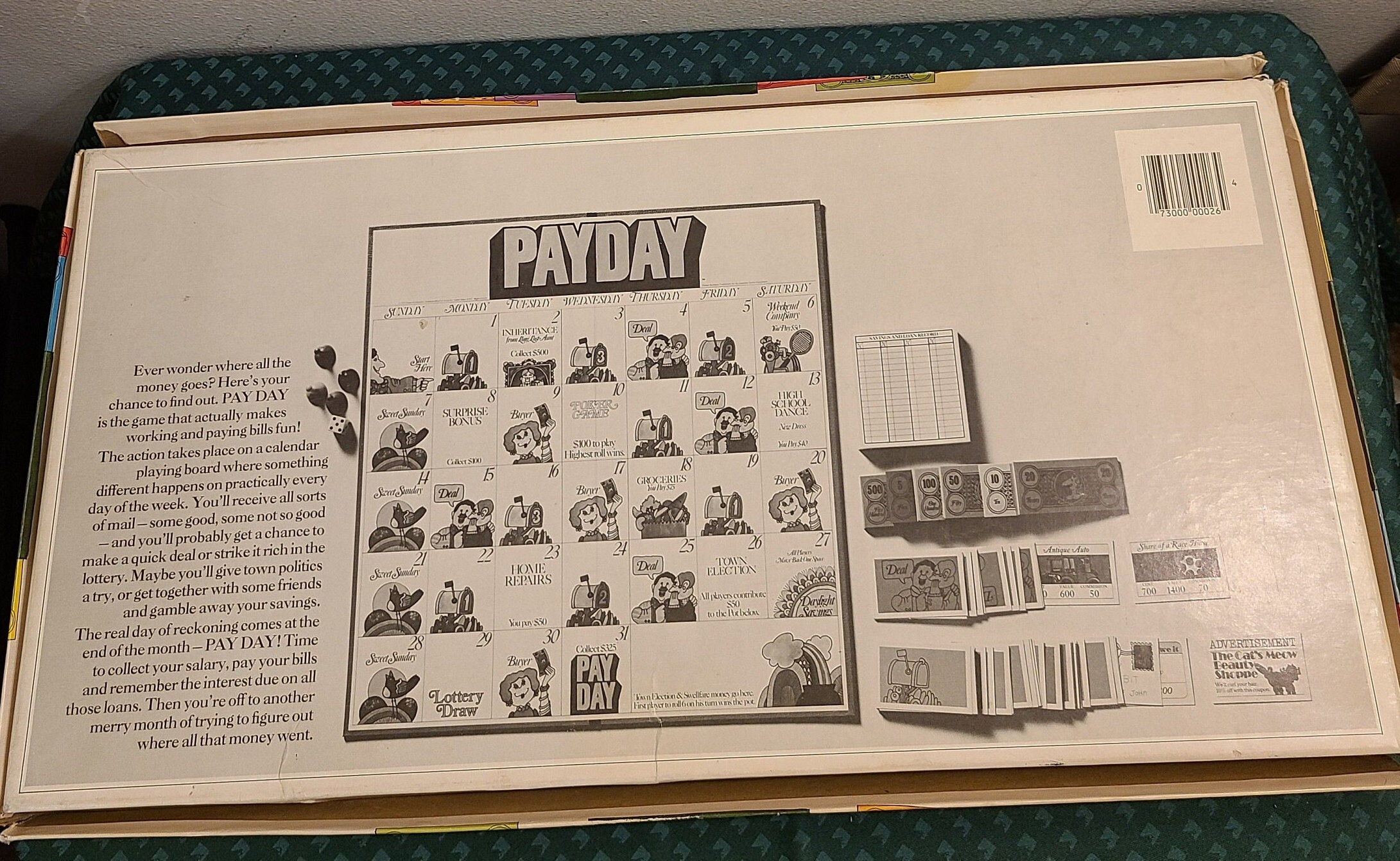 1975 Payday Board Game by Parker Brothers Complete in Very