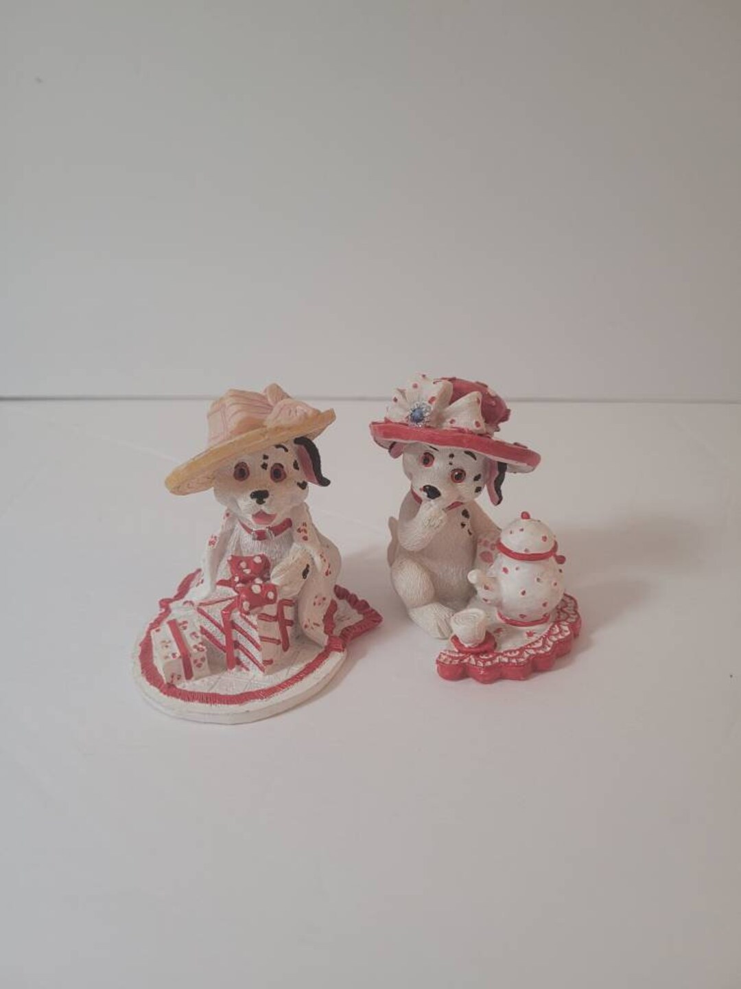 Vintage 90s Resin Dalmatian Dog Statue Figure Puppy Figurine Statuette