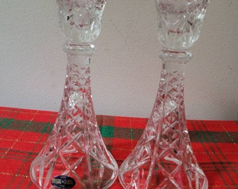 Deplomb Crystal Candlestick Pair ~ Lead Crystal ~ Made in the USA