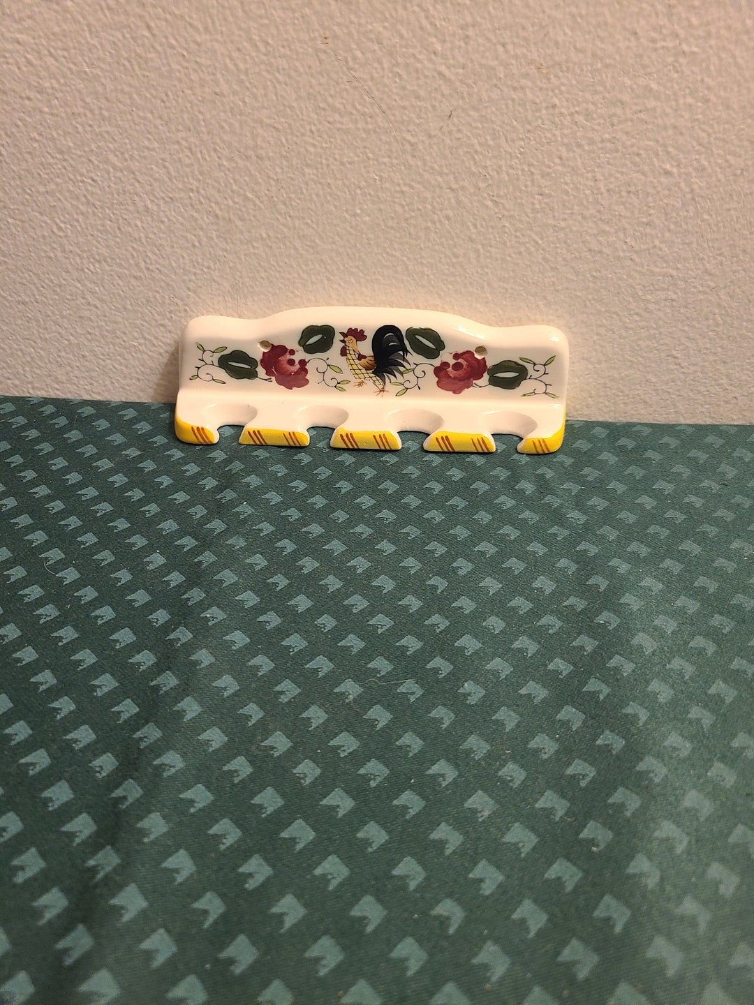 Rooster Roses Wall Rack Measuring Vintage UCAGCO PY Rooster & Roses Early Provincial Wall Spoon Rack - Etsy