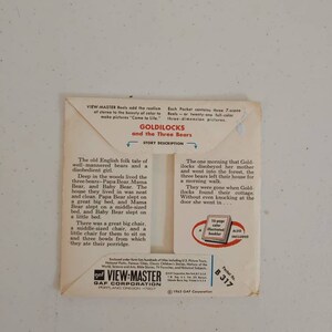 Vintage 1963 Goldilocks and the Three Bears GAF View-master Reels - Etsy