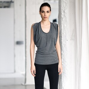 Grey Butterfly Tank Top: Handmade Racerback Yoga Top
