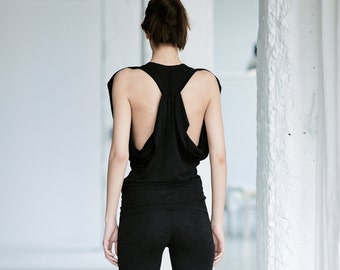 Charcoal Tank Top / Casual Tank / Summer Tank Top / Charcoal Butterfly Top / Yoga Clothes / Yoga Top / Tank Top AryaSense TBF13BLM