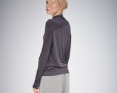 Handmade Asymmetrical Long Sleeve Top: Urban Minimalist Blouse