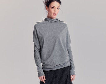 Heather Grey Top/ Oversized LangarmBluse/ Graues Fledermaus Top/ Loose Top von Arya Sense/ BATD14LG