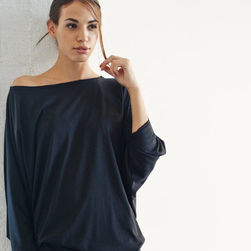 Loose Black Top / Oversized Casual Top / Black Blouse/ Soft - Etsy