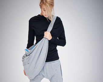 Oversized Grey Bag / Grey Melange Yoga Bag / Oversized Grey Bag / Cotton Diaper Bag / Minimalist Crossbody Grey Tote AryaSense BGY14LGR
