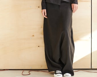Black Linen Pants / Extravagant Drop Crotch Black Pants / Loose Linen Trousers / Oversized Stylish Harem Pants by AryaSense / 2SRKLBA14