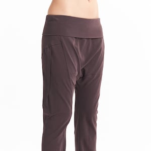 Muted Bordo Cotton Harem Yoga Pants - Drop Crotch