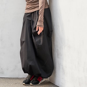 Distorted Black Skirt /Black Extravagant Skirt / Oversized Cotton Modern Loose Skirt /Arya Casual Black Loose Skirt AryaSense 6VEKBА17 image 2