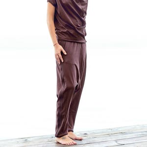 Drop Crotch Muted Bordo Pants / Casual Cotton Pants / Handmade / Women /Drop Bottom Pants / Loose Pants / Harem Pants by Arya Sense 23DJBO17