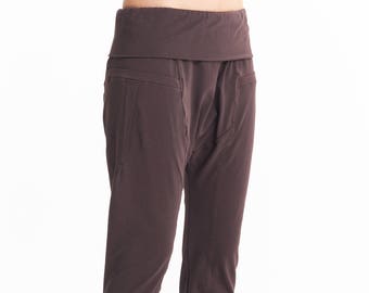 Arya Muted Bordo Drop Crotch Pants / Arya Yoga Pants / Yoga Wear / Cottoned Drop Bottom Pants / Loose Harem Pants by AryaSense / PYLM14MBU