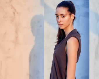 Muted Bordo Yoga Top/ Loose Tank / Minimalist Muted Bordo Top / Casual Top / Drape Collar Tank Top AryaSense TKMS17MBD