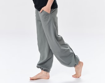 Wide-Leg Pants With Pockets / Loose Pants / Cotton trousers / Military Green Trousers / Loose Cotton Pants / PWLP21MGN