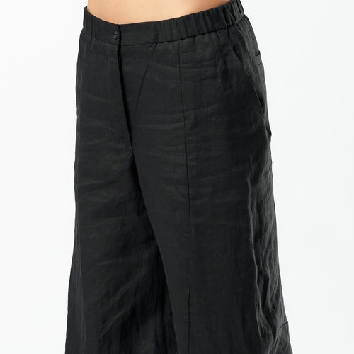 Black Linen Pants / Extravagant Drop Crotch Black Pants / - Etsy Israel
