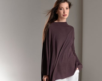 Asymmetrical Tunic Top / Long-Sleeved Top / Muted Bordo Minimalist Top / Oversized Blouse / Tunic Top AryaSense / TKDAL22MB