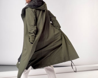 Military Green Jacket / Hooded Jacket / Long Sleeves Sweatshirt / Zipper Jacket With Pockets AryaSense JCK20MLG