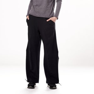 Wide-Leg Pants With Pockets / Black Loose Pants / Cotton trousers / Black Trousers / Loose Cotton Pants / PWLP21BLK image 1