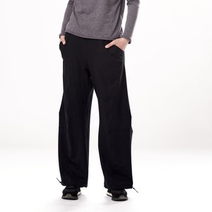 Wide-Leg Pants With Pockets / Black Loose Pants / Cotton trousers / Black Trousers / Loose Cotton Pants / PWLP21BLK