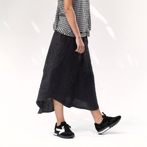 Charcoal Linen Asymmetrical Skirt / SLLSM20CHR image 1