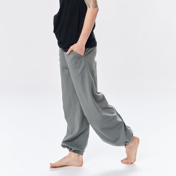 Wide-Leg Pants With Pockets / Loose Pants / Cotton trousers / Military Green Trousers / Loose Cotton Pants / PWLP21MGN