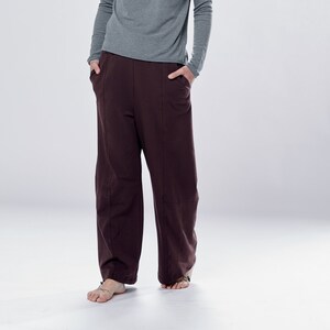 Wide-Leg Pants With Pockets / Loose Pants / Cotton trousers / Muted Bordo Trousers / Loose Cotton Pants / PWLP21MBD
