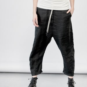 Arya Black Linen Pants / Stylish Loose Bottom Pants / Extravagant Linen Black Pants/ Futuristic Pants / Loose Trousers AryaSense 24DJLBА18 image 1