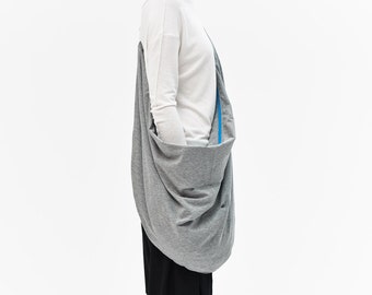 Oversized Grey Bag / Grey Melange Yoga Bag / Cotton Shoulder Bag / Yoga / Crossbody Grey Tote AryaSense BGY14LGR