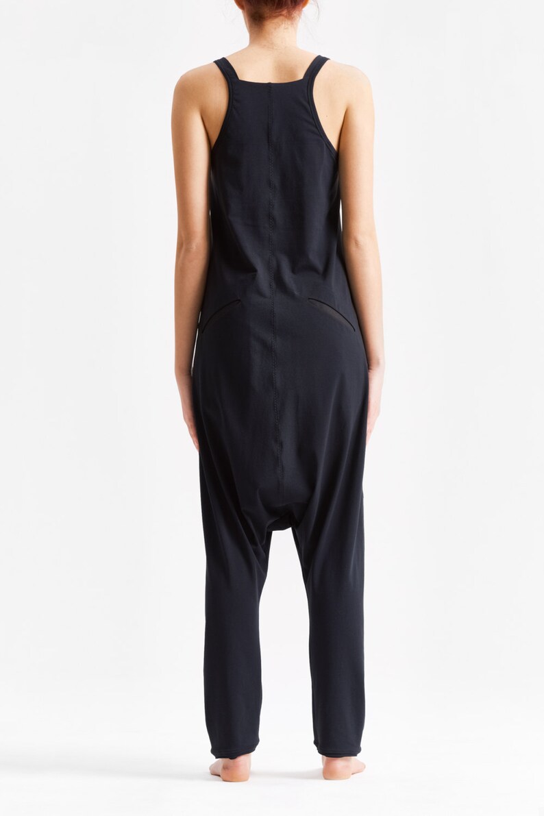 Long Black Jumpsuit / Womens Overall / Drop Crotch Jumpsuit / Etsy