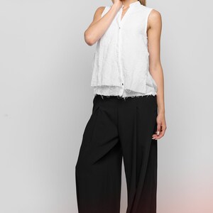 Pleated Pants WIth Pockets /Wide-leg Pants / Loose Trousers / Women's Loose Bottoms by AryaSense / PLWL23BLK image 3