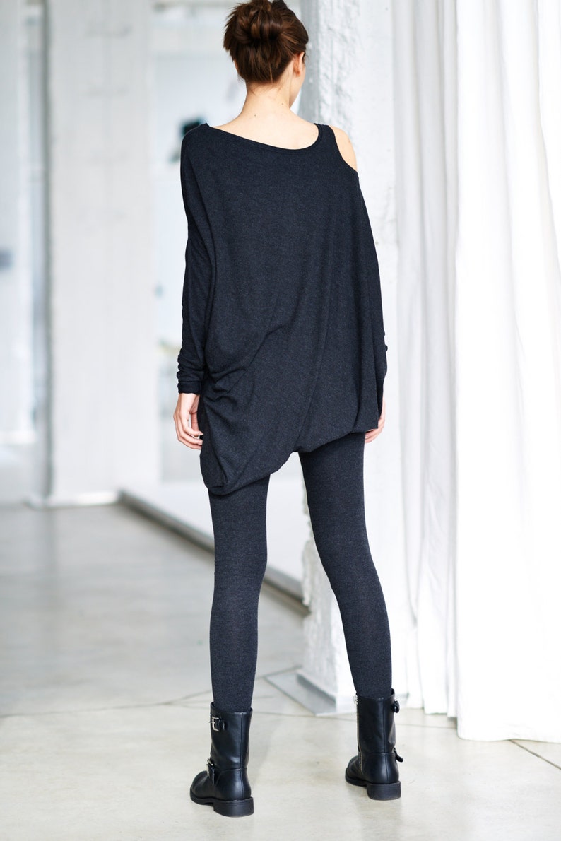 Minimalist Maxi Dress / Charcoal Dress / Casually Loose Tunic Etsy