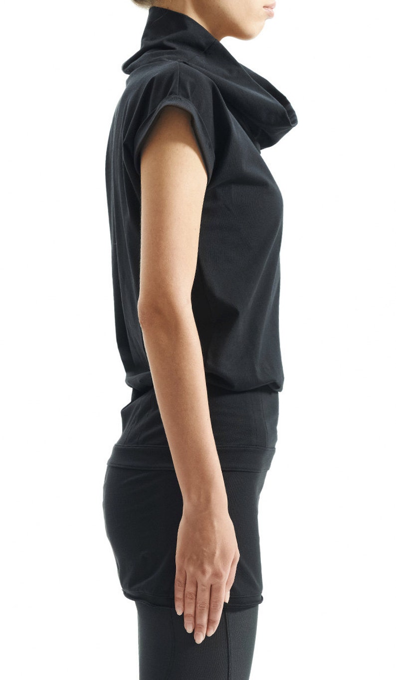 Arya Black Yoga Tunic Top / Capped Sleeves Top / Yoga Clothes / Yoga Tunic / Summer Top / Black Dress / Casual Blouse AryaSense TTY14BLK image 4