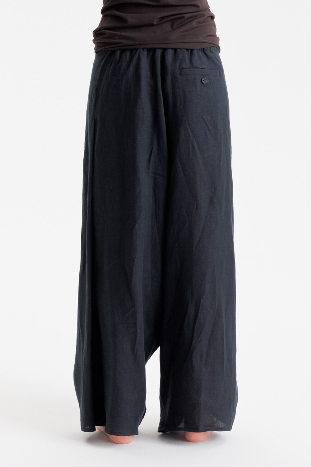 Black Linen Pants / Extravagant Drop Crotch Black Pants / - Etsy Denmark