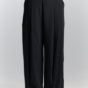 Pleated Pants WIth Pockets /Wide-leg Pants / Loose Trousers / Women's Loose Bottoms by AryaSense / PLWL23BLK image 9