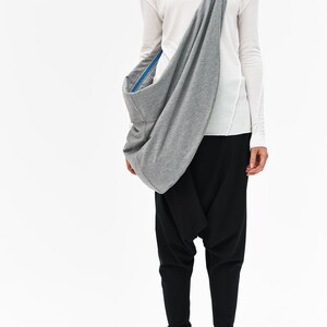 Oversized Grey Bag / Grey Melange Yoga Bag / Oversized Grey Bag / Cotton Diaper Bag / Minimalist Crossbody Grey Tote AryaSense BGY14LGR image 2