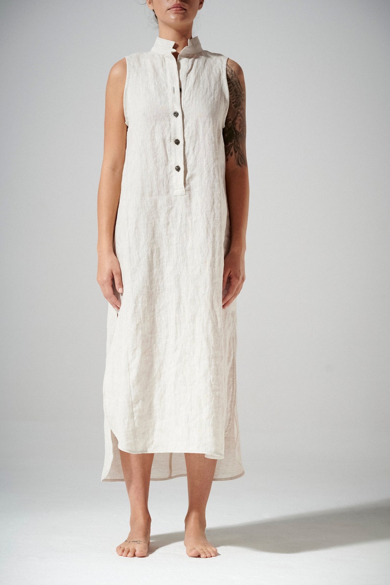 Linen Dress With Buttons / Loose Dress With Pockets / Sleeveless Dress / Minimalist Dress / Extravagant Dress AryaSense DSL21SN image 6