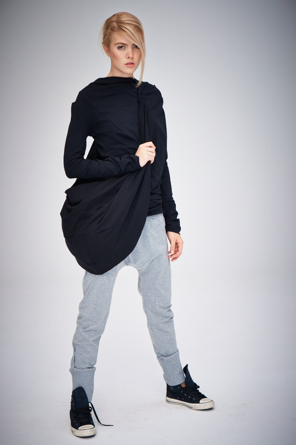 Oversized Black Bag / Black Yoga Bag / Gift For Her / Black Cottoned …