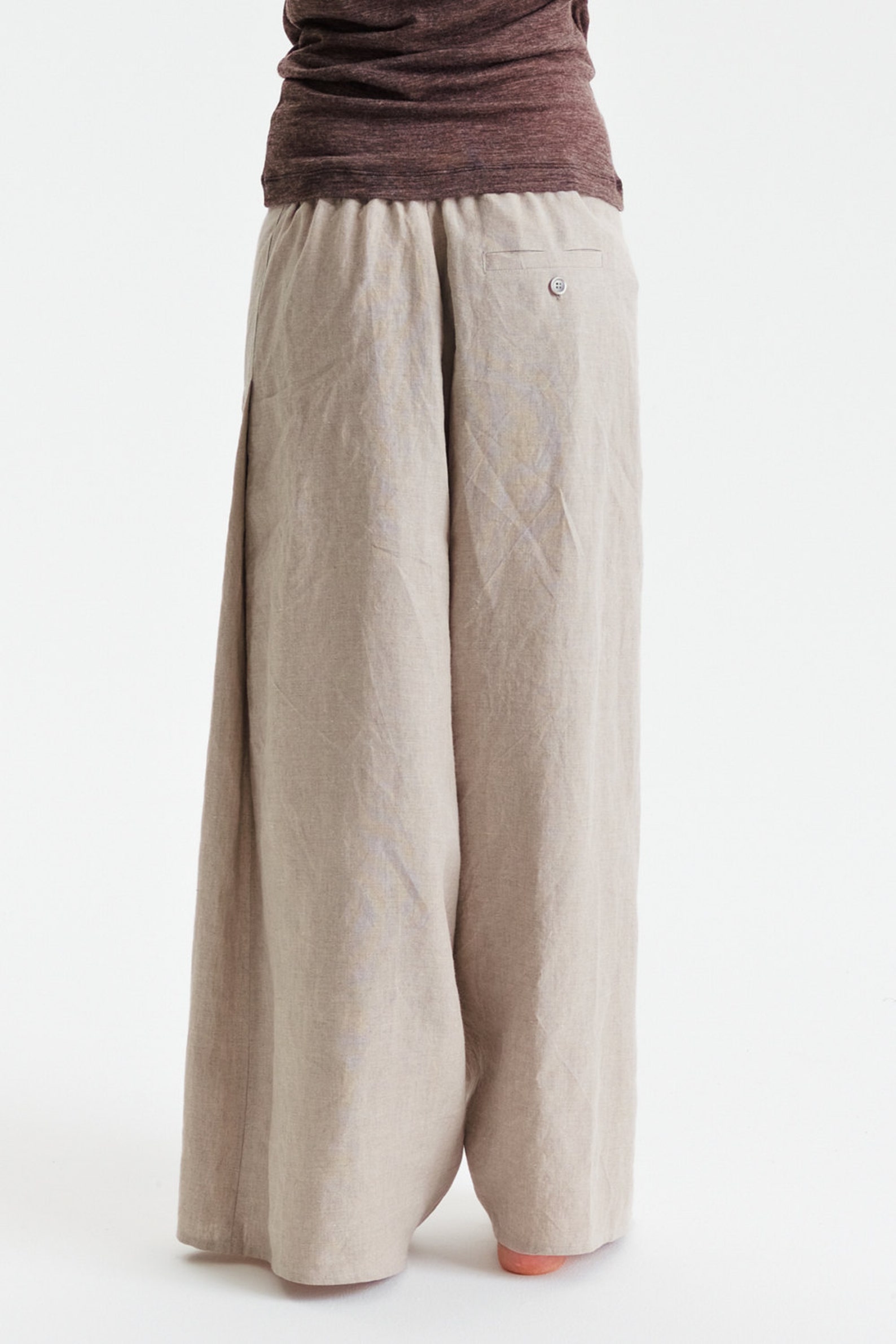 Beige Linen Pants/ Extravagant Drop Crotch Beige Pants/ - Etsy