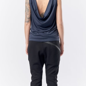 Open Back Loose Tank Top In Muted Blue / TBNO21MBU image 3