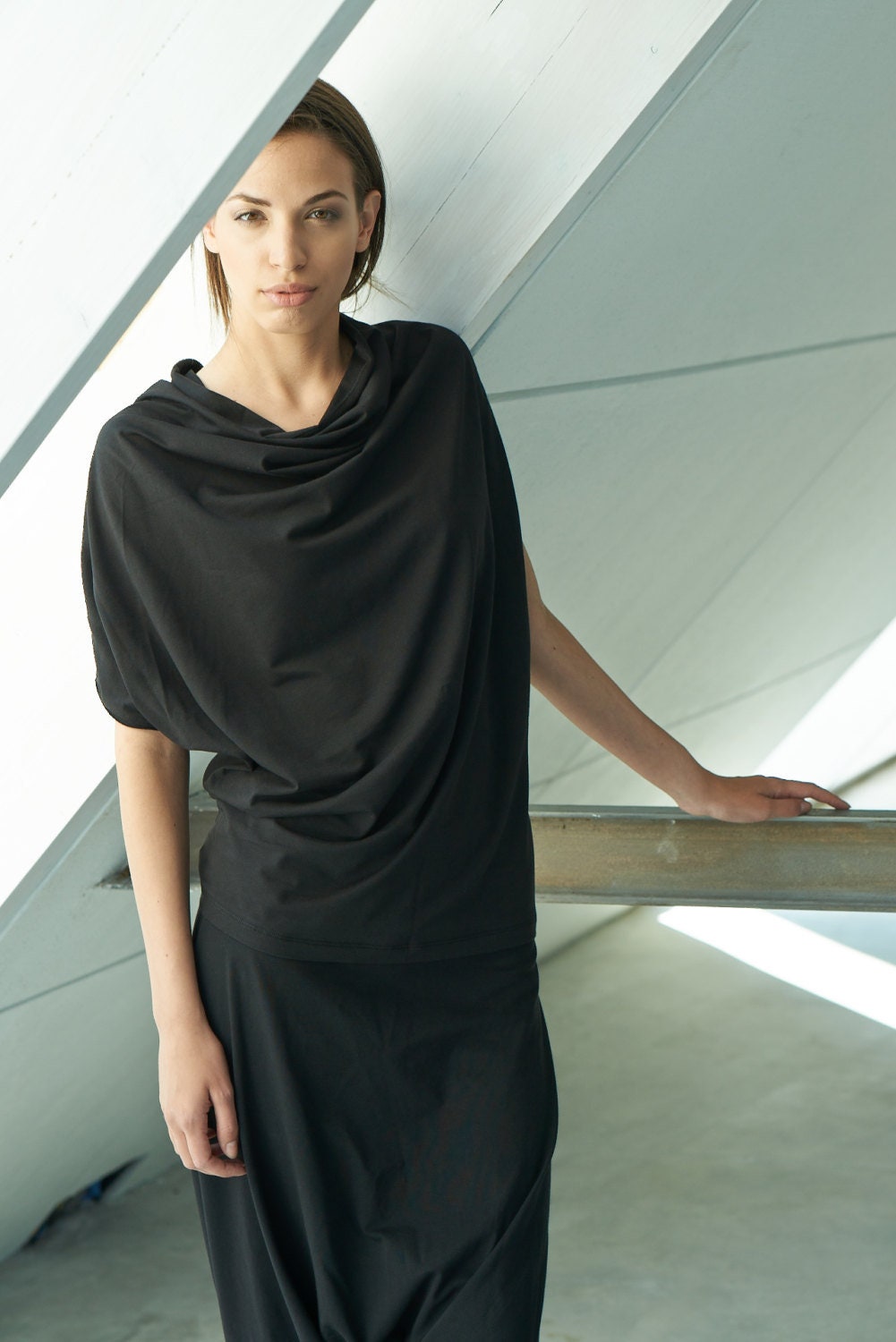 Black Women Top / Oversized Short Sleeved Top / Loose Top / Tunic Top…