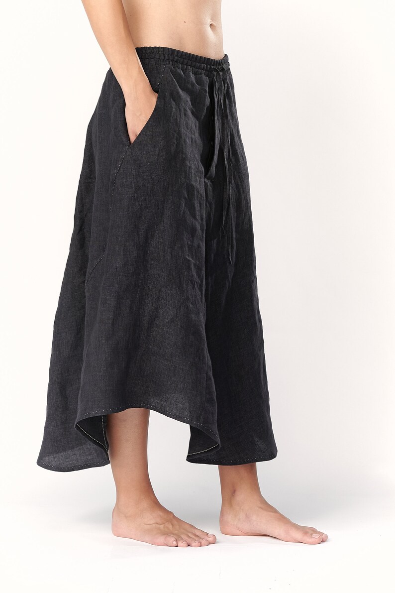 Charcoal Linen Asymmetrical Skirt / SLLSM20CHR image 7