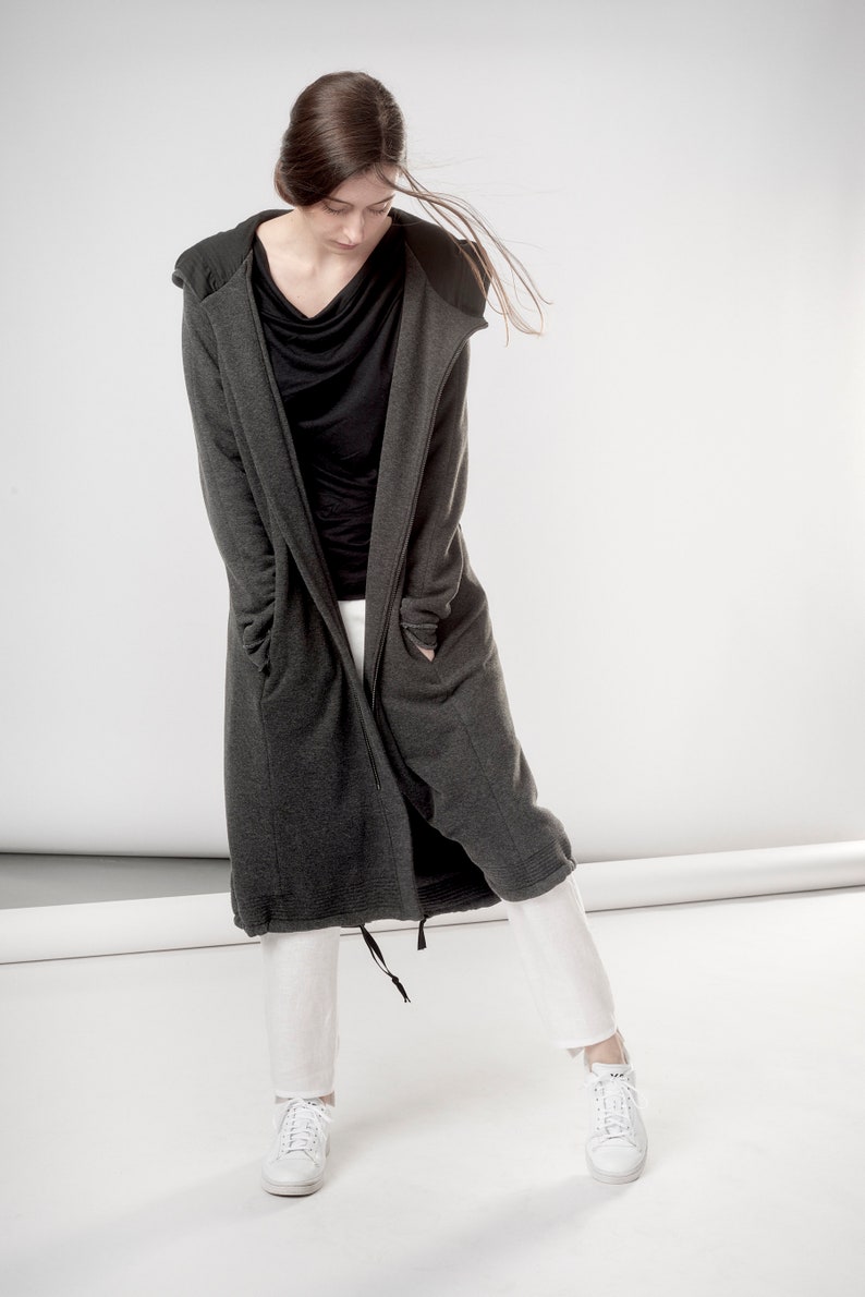 Heather Gray Jacket / Hooded Jacket / Long Sleeves Sweatshirt / Zipper Jacket With Pockets AryaSense JCK20HGR image 3