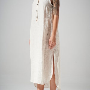 Linen Dress With Buttons / Loose Dress With Pockets / Sleeveless Dress / Minimalist Dress / Extravagant Dress AryaSense DSL21SN image 7