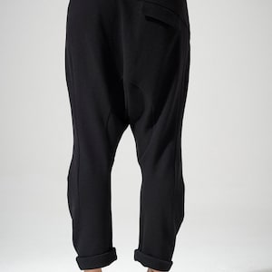 Cotton Pants / Drop Crotch Pants / Black Casual Pants / Cropped Pants / Loose Pants / Pants by Arya Sense PCC21BLK image 9