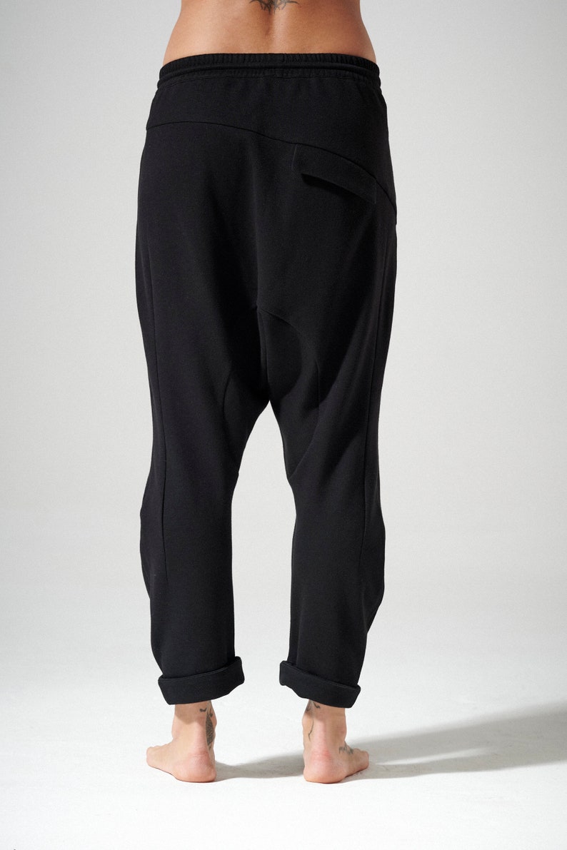Cotton Pants / Drop Crotch Pants / Black Casual Pants / Cropped Pants / Loose Pants / Pants by Arya Sense PCC21BLK image 9