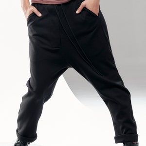 Cotton Pants / Drop Crotch Pants / Black Casual Pants / Cropped Pants / Loose Pants / Pants by Arya Sense PCC21BLK image 4