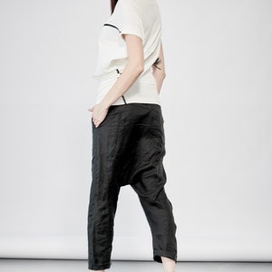 Arya Black Linen Pants / Stylish Loose Bottom Pants / Extravagant Linen Black Pants/ Futuristic Pants / Loose Trousers AryaSense 24DJLBА18 image 4