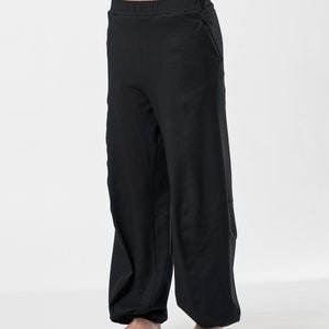 Wide-Leg Pants With Pockets / Black Loose Pants / Cotton trousers / Black Trousers / Loose Cotton Pants / PWLP21BLK image 8